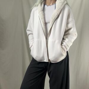 Off-White Athleta Reversible Sherpa Zip-Up Hoodie
